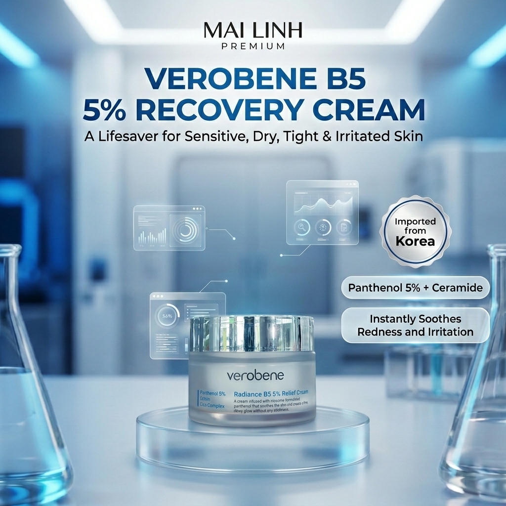 Kem Dưỡng Ẩm Hỗ Trợ Phục Hồi Da Verobene Radiance B5 5% Relief Cream 50ml